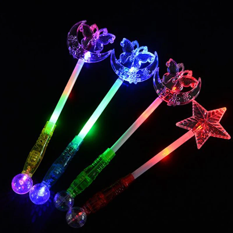 rave LED Magic Wand glow sticks party halloween items Flashing Light up toys Glow Stick Moon Star Butterfly Sticks For Wedding (5)
