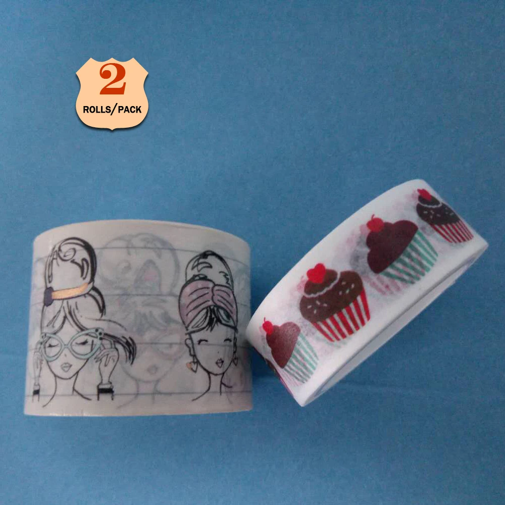 

girl & cupcake pattern SET washi tape 2rolls per box masking planner decorative tape paper box included