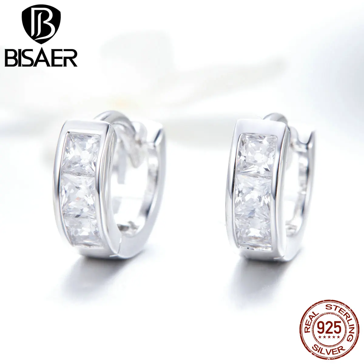 

BISAER Classic 925 Sterling Silver Simple Round Earrings Circle Exquisite Small Stud Earrings For Women Silver Jewelry ECE515