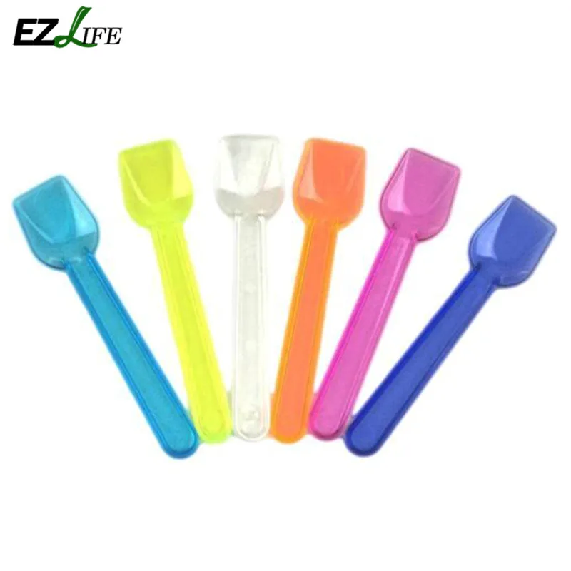 50pieces Disposable Plastic Ice Cream Spoon Tea Spoon 8cm Mini Size