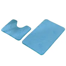 2 шт. сплошной цвет фланель абсорбент Набор ковриков в ванную нескользящий коврик для ванной контур коврик высокое качество