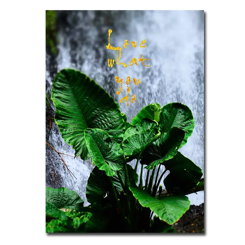 3 panels Nordic style Green leaf canvas painting posters and print modern decor wall art pictures for living room dinning room