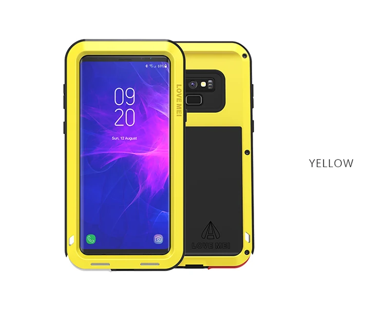 Love Mei Aluminum Metal Armor For Samsung Note 9 Shockproof Dirtproof Full Body Heavy Duty Case For Samsung Galaxy Note 9 Cover - Цвет: Yellow