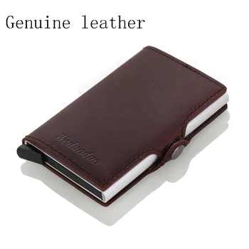 

Weduoduo 2019 New Metal Men Card Holder High quality Genuine Leather Credit Card Holder With RFID Blocking Fashion Mini Wallet