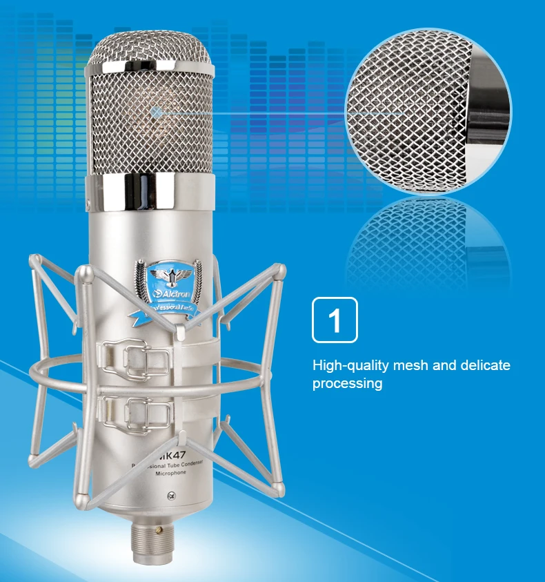 Alctron MK47 высокопроизводительный мульти-шаблон трубчатый конденсаторный микрофон для записи, вещания и сцены