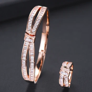 

missvikki Luxury Bridal Wedding Engagement Bangles Ring Jewelry Set Accessories Lover Sister Friend Mother Jewelry Set Gift