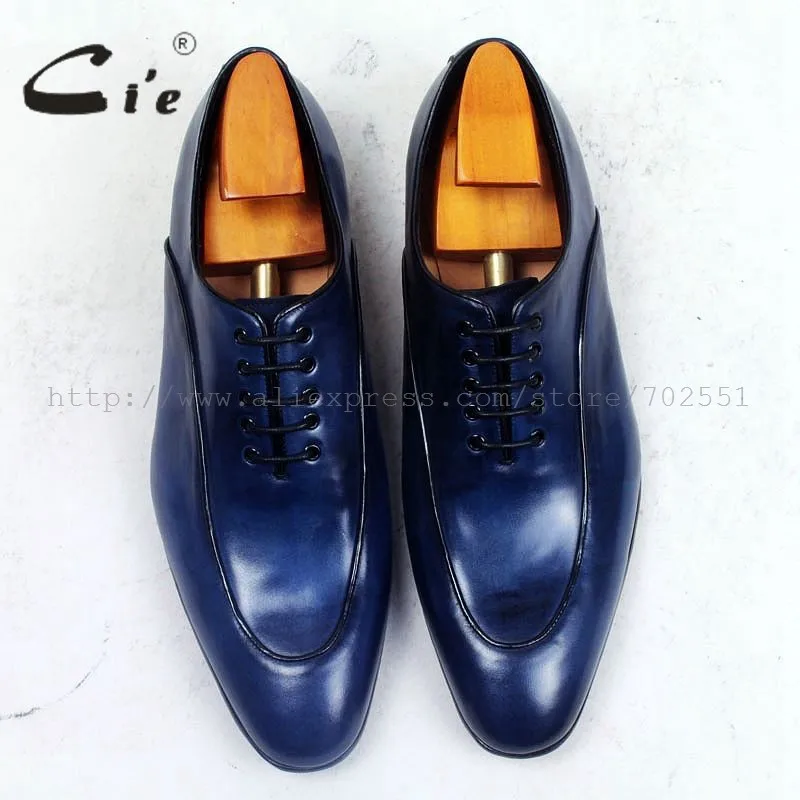 Cie круглые плоские, для пальцев на ногах patina синяя шнуровка легкая Кожаная подошва дышащая натуральная телячья кожа мужская обувь на заказ ox501