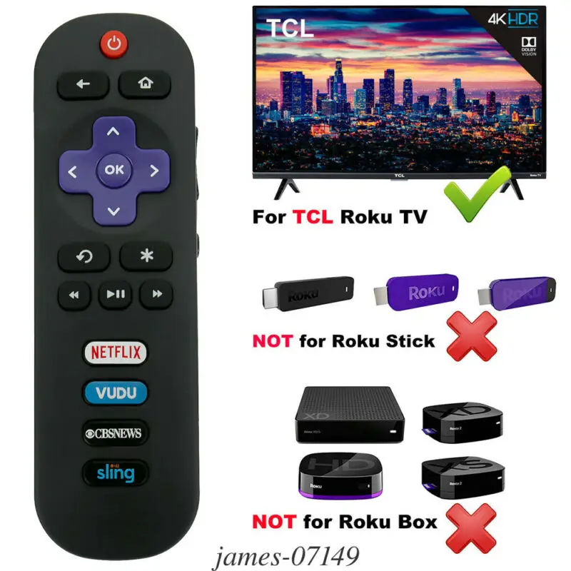 

New Remote Control RC280 fits for TCL ROKU TV 65S405 43S405 with VUDU CBS Keys 3E11