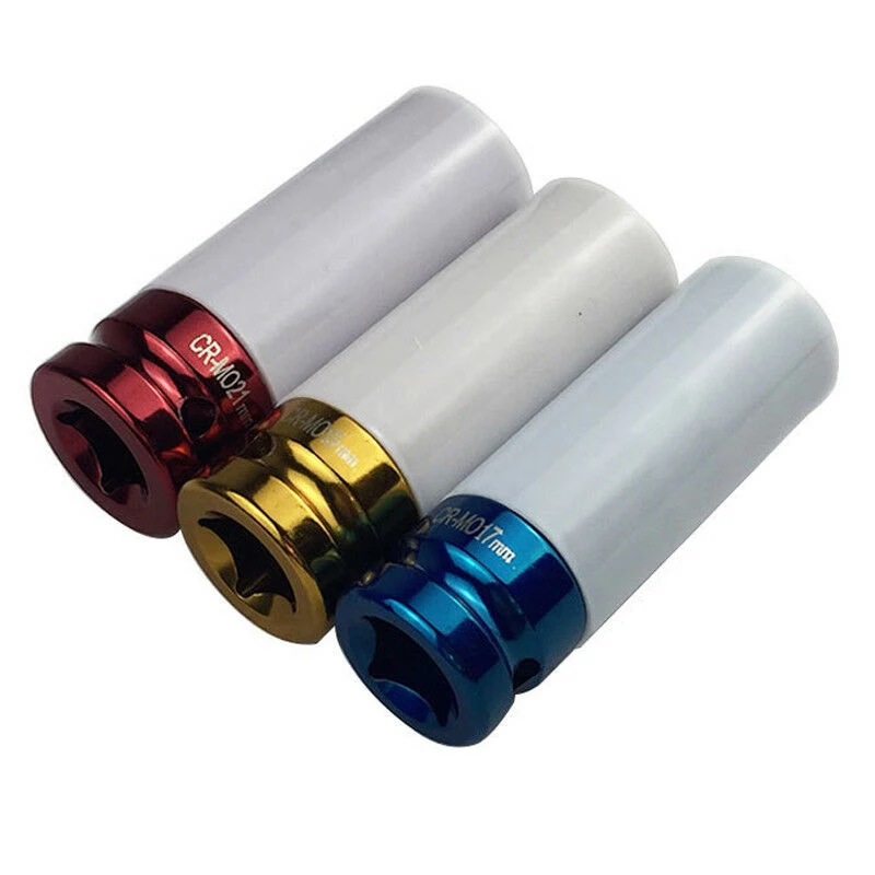 Comprar Durable nuevo 3 uds 17 19 21mm cubierta de protección de neumáticos rueda profunda impacto tuercas Sockets Auto accesorios para coche