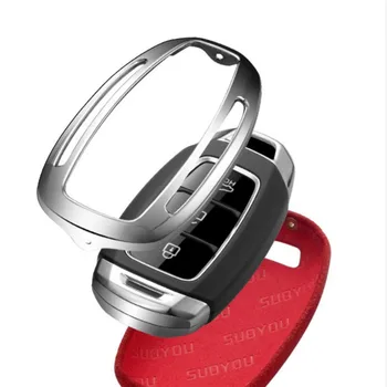 

Car Key Case Cover Genuine Leather Galvanized Alloy for hyundai kona 2017 i30 ix35 solaris Azera ELANTRA GRANDEUR IG 3button