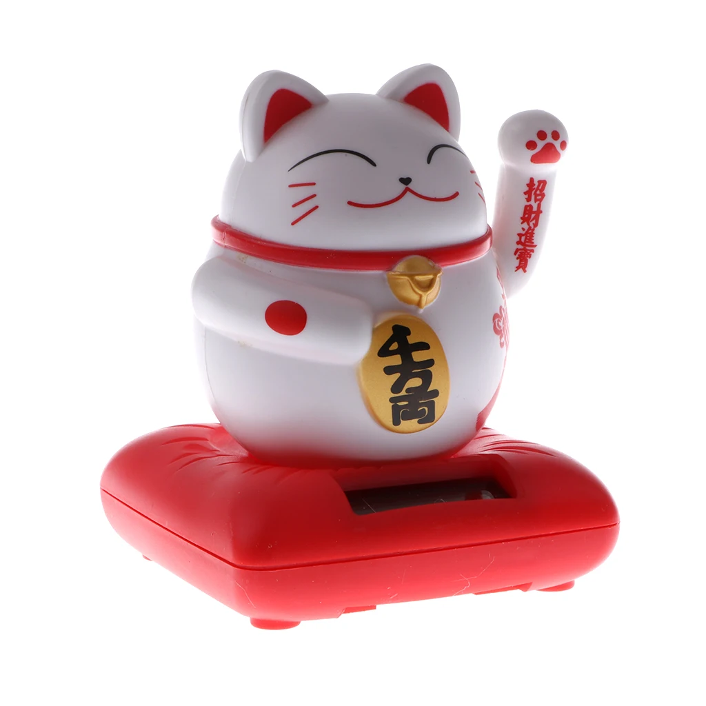 Kids Solar Powered Waving Hands Fortune Cat Kitten Animal Swinging Toy Car Home Ornament Decor Kids Xmas Gifts Gag Prank Toys