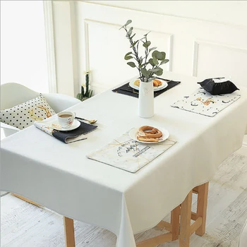 

Hot Sale Linen Cotton Waterproof Tablecloth Wedding Birthday Party Table Cover Rectangle Desk table Cloth Covers White