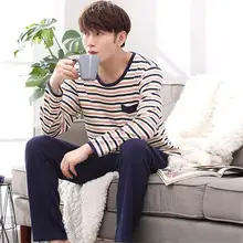 Без бренда модные мужские поставка тканей хлопок с круглым вырезом синий и розовый полоски пальто и синие брюки