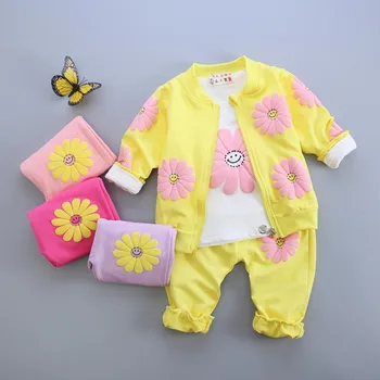 

New Baby Girl Clothes Print Zipper THREE Pieces Infant Clothing Conjunto Infantil Menina Baby Girl Clothing 6GST001