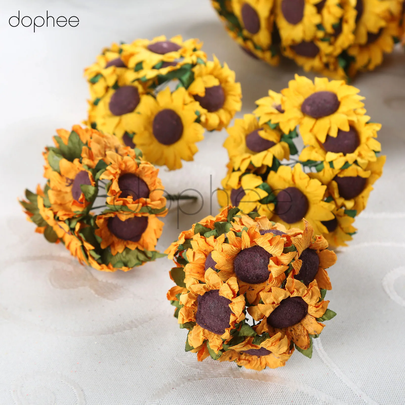 Dophee 100pcs Искусственный Шелковый Подсолнух lowers свадебное украшение DIY ВЕНОК венок