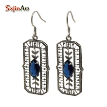 Szjinao панк Socialite большие серьги для женщин принцесса древние пути 925 стерлингового серебра ювелирные изделия сапфирели серьги
