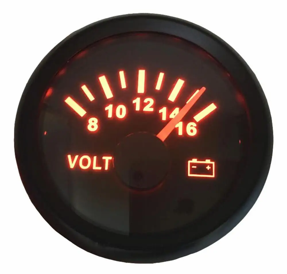 

1pc 52mm Pointer Type Volt Meters 8-16v Voltage Meters Voltmeters Marine Volt Gauges Fit for Auto Ship with Red Backlight