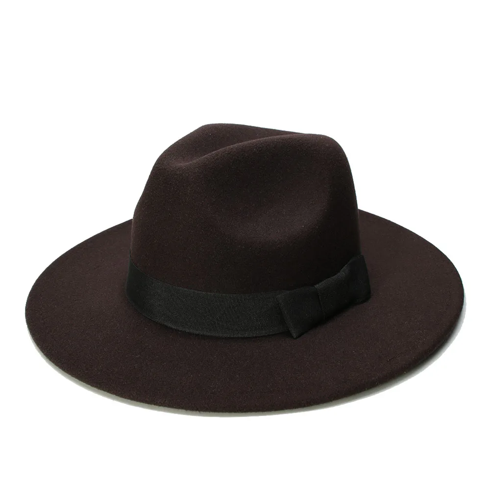 LUCKYLIANJI Ретро ребенок Винтаж шерсть широкополая шляпа Федора панама джаз котелок шляпа черная резинка с тесьмой(54 см/регулировка