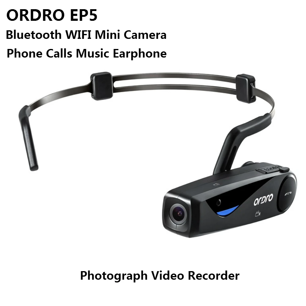 

ORDRO EP5 WIFI Bluetooth Bone Conduction Phone Calls Music Earphone Photographed 1080P HD Video Recording Camera Support TF Card