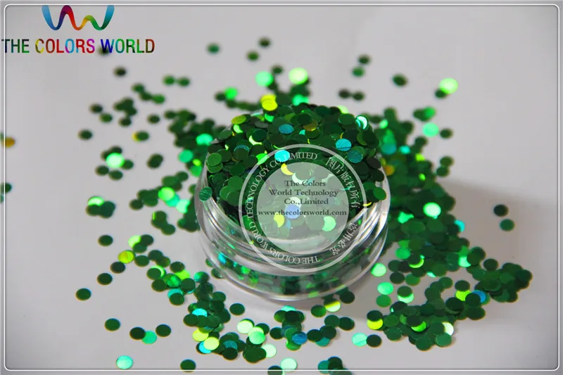 

LM-6 Size 3 mm laser holographic Green color Glitter paillette Dot shape spangles for Nail Art and DIY supplies1pack=50g