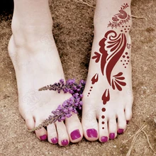 6 шт. трафареты для татуировок хной для средства ухода за кожей стоп краски, большой цветок Аэрограф Для блесток Менди татуировки трафарет шаблоны 24*16,5 см