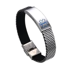 Мужские медицинские аварийные ID браслеты из нержавеющей стали, облегчающие боль, энергетические аварийные напоминания, персонализированные ювелирные изделия, женские браслеты