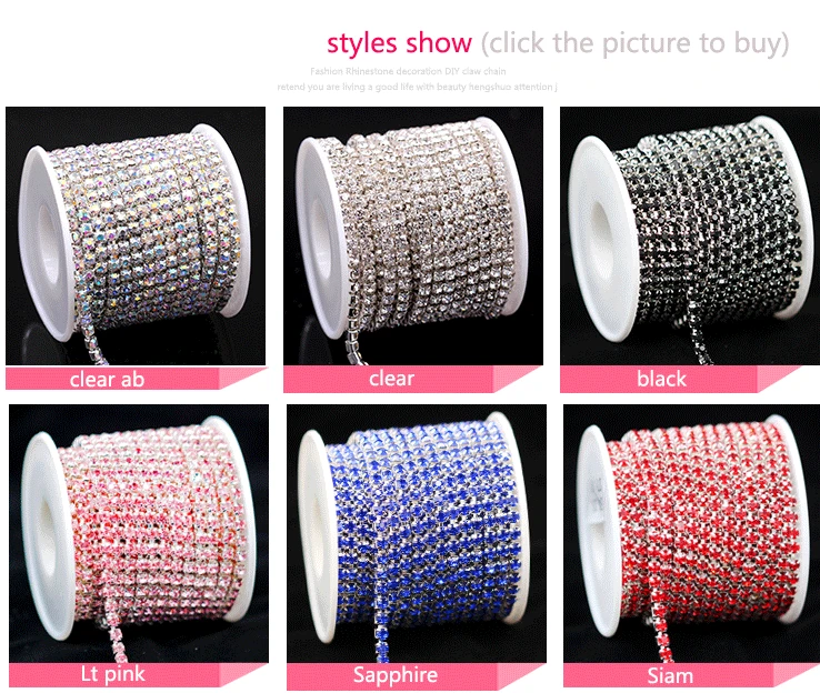 buy sewing supplies online 10yard 1Row ss6 ss12 ss16 colour Crystal Glass rhinestone Silver Cup claw close chain sewing Trim craft for Garment accessories Sewing Needles