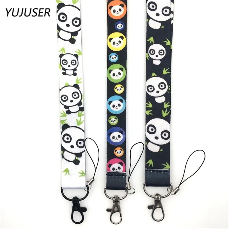 YUJUSER 1 قطعة الكرتون جميل الباندا الحبل الهاتف المحمول سلسلة المفاتيح ID شارة حامل الحبل الأشرطة فلاشة مزودة بفتحة يو إس بي محركات