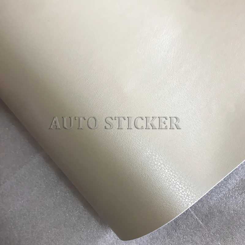 Beige leather skin car interior vinyl wraps 1