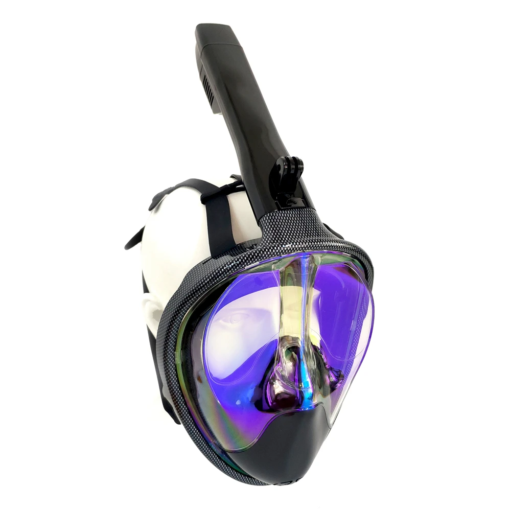 

Plated Gold and Blue Underwater Anti Fog Diving Mask Snorkel Swimming Training Scuba mergulho 2 In 1 full face snorkeling mask