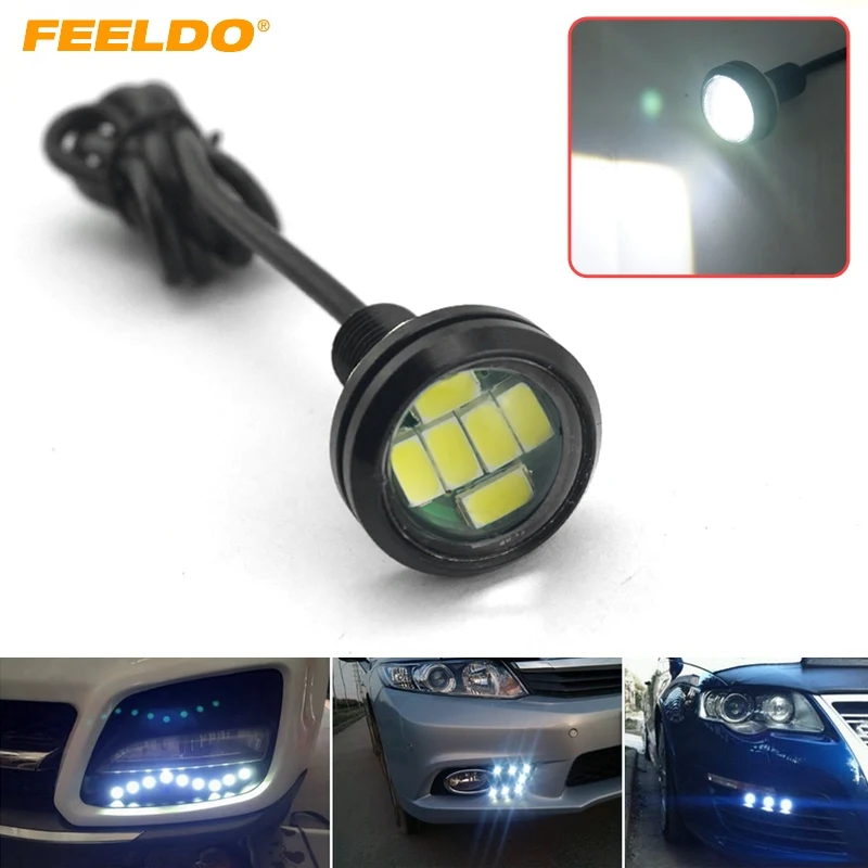 FEELDO 1pc White 4W 23mm Lens Ultra-thin 5630 6SMD LED Eagle Eye Tail light Backup Rear Lamp DRL Light #CA1424 | Автомобили и