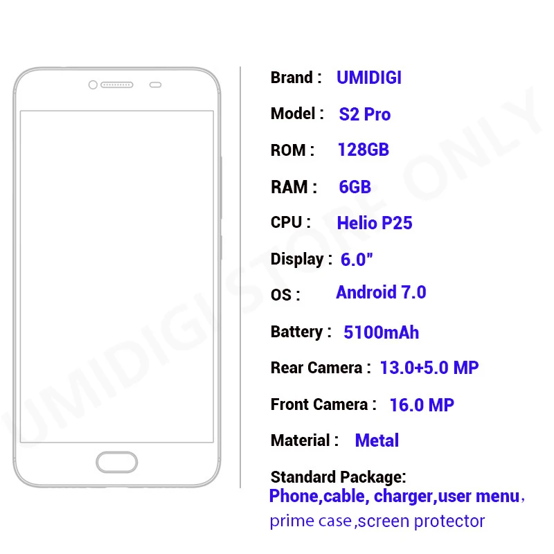 UMIDIGI S2 Pro 6 ГБ + 128 двойной задней камерами идентификации отпечатков пальцев 5100 мАч 0