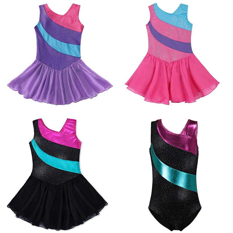 3 Colors Girls Gymnastics Leotard Dress Ballet Dancewear Girls Tulle Skirts Sleeveless Rainbow Sparkle Tutu Dress Costumes 3 Colors Girls Gymnastics Leotard Dress Ballet Dancewear Girls Tulle Skirts Sleeveless Rainbow Sparkle Tutu Dress Costumes