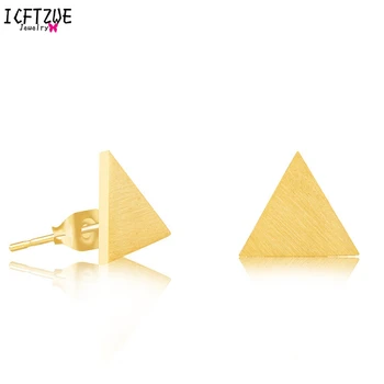 

Solid Triangle Earrings Gold Colour Triangle Ear Jewelry For Women Fashion Classic Stainless Steel Brinco Bff 10pairs