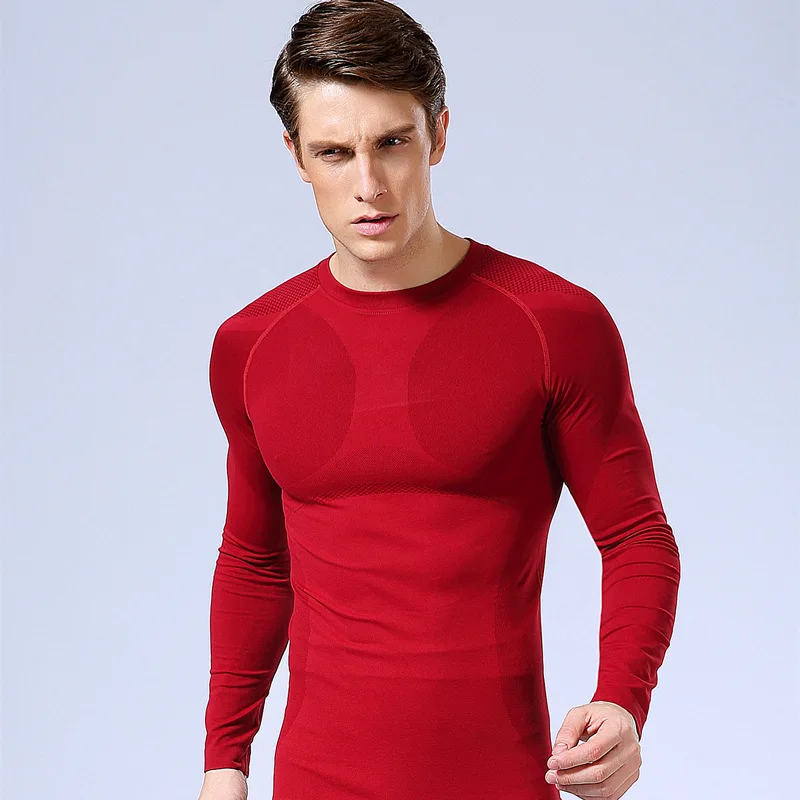 red long sleeve athletic shirt