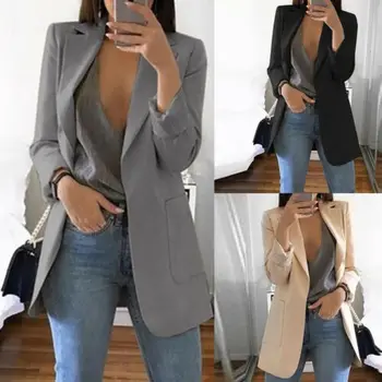

New Women Casual Long Sleeve Coat Suit Office Ladies Slim Cardigan Tops Blazer Jacket Outwear