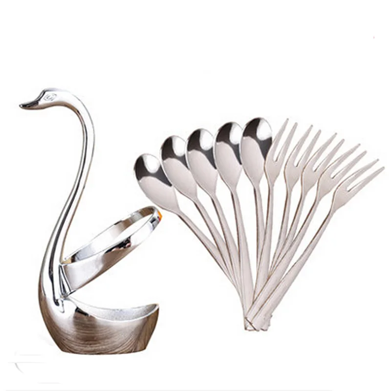 High Grade Zinc Alloy Swan Design Spoon Rest Set Creative Kitchen