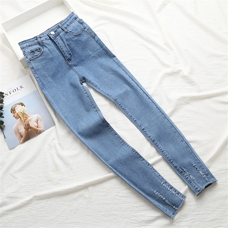 Light Blue High Waist Jeans Woman Spring Summer Skinny Jeans Woman Vaqueros Mujer Ripped Pencil Jeans Leggings Denim Pants C4389 Light Blue High Waist Jeans Woman Spring Summer Skinny Jeans Woman Vaqueros Mujer Ripped Pencil Jeans Leggings Denim Pants C4389