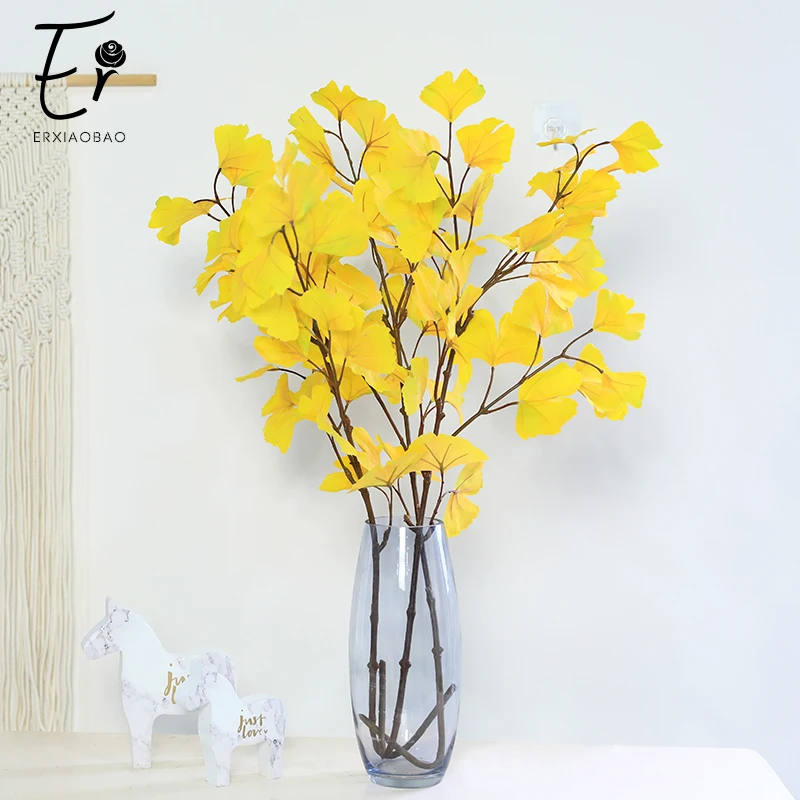 

Erxiaobao Simulation Artificial Plant Fake Green Tree Leaf Branches Red Maple Ginkgo Branch Indoor Flower Arrangement Decoration