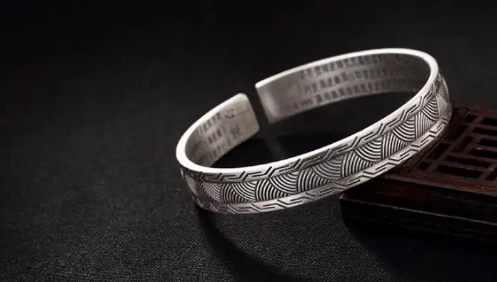 

JOOCHEER Sterling S999 999 silver Bangle vintage trendy bracelet size adjustable