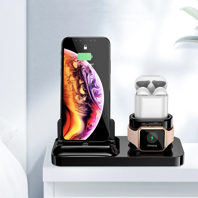 

3 In 1 Magnetic Phone Charging Dock for IPhone X XS Max 8 7 6 Apple Watch Airpods Charger Holder IWatch Mount Stand Dock Station