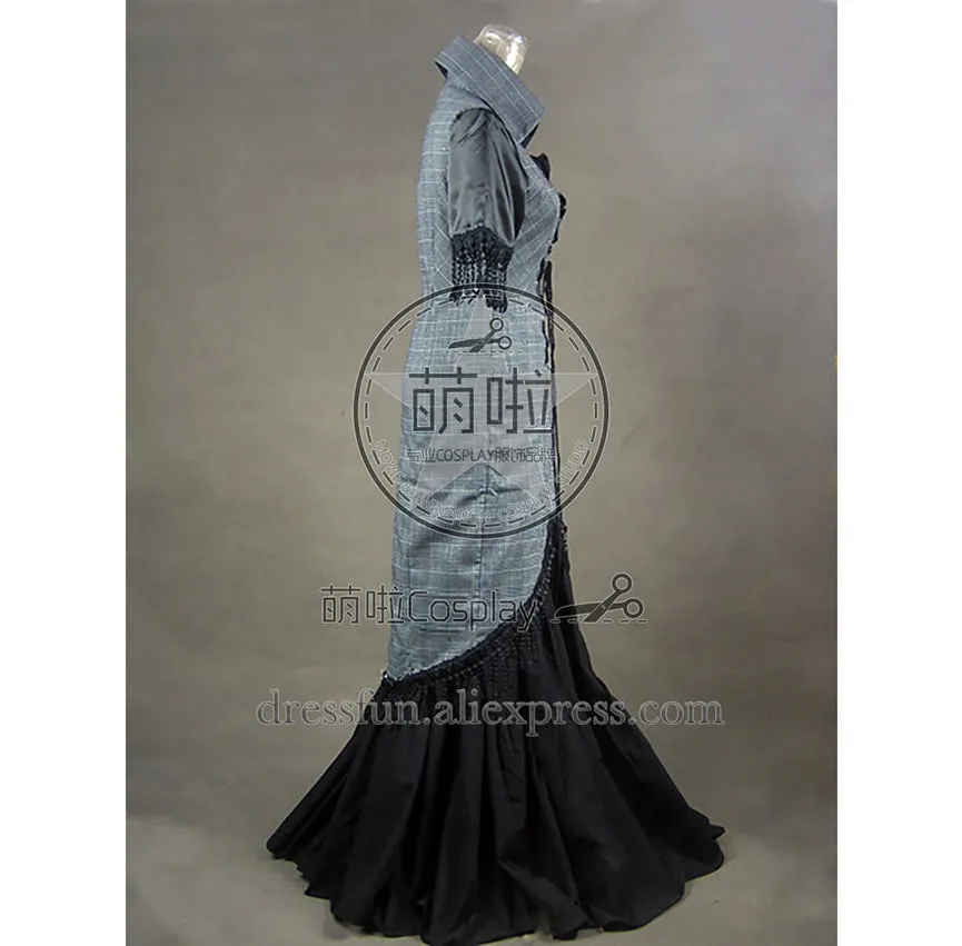 Викторианское Edwardian хлопковое платье Шотландка бальное для костюмированной