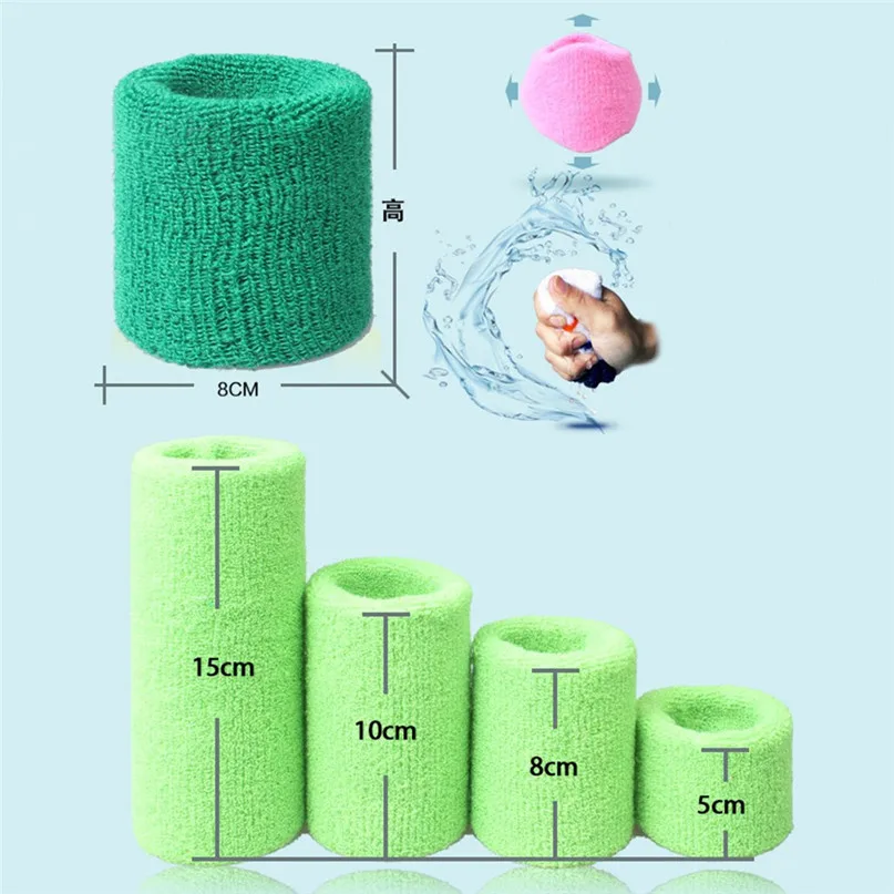 Absorb Sweat Cotton Wristbands Wrist Bands Sweatbands Sweat Band for Sport Tennis Soft and comfortable #2D22 (2) - 