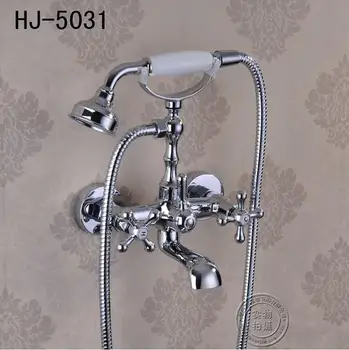 

Free Shipping Chrome finish Telephone Style Shower Faucet Antique Brass shower head Bathroom Mixer tap wall faucet HJ-5031