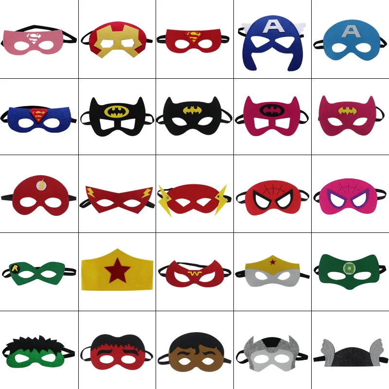 

20 pcs Superhero Mask Kid Birthday Gift Cosplay Captain America Teenage Mutant Ninja Turtles Flash Spiderman Mask Party Supplies