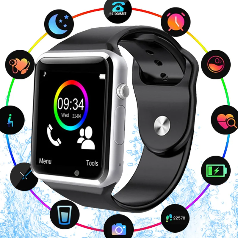 

A1 Smart Watch Clock Sync Notifier Support SIM TF Card Connectivity Apple iphone Android Phone Smartwatch