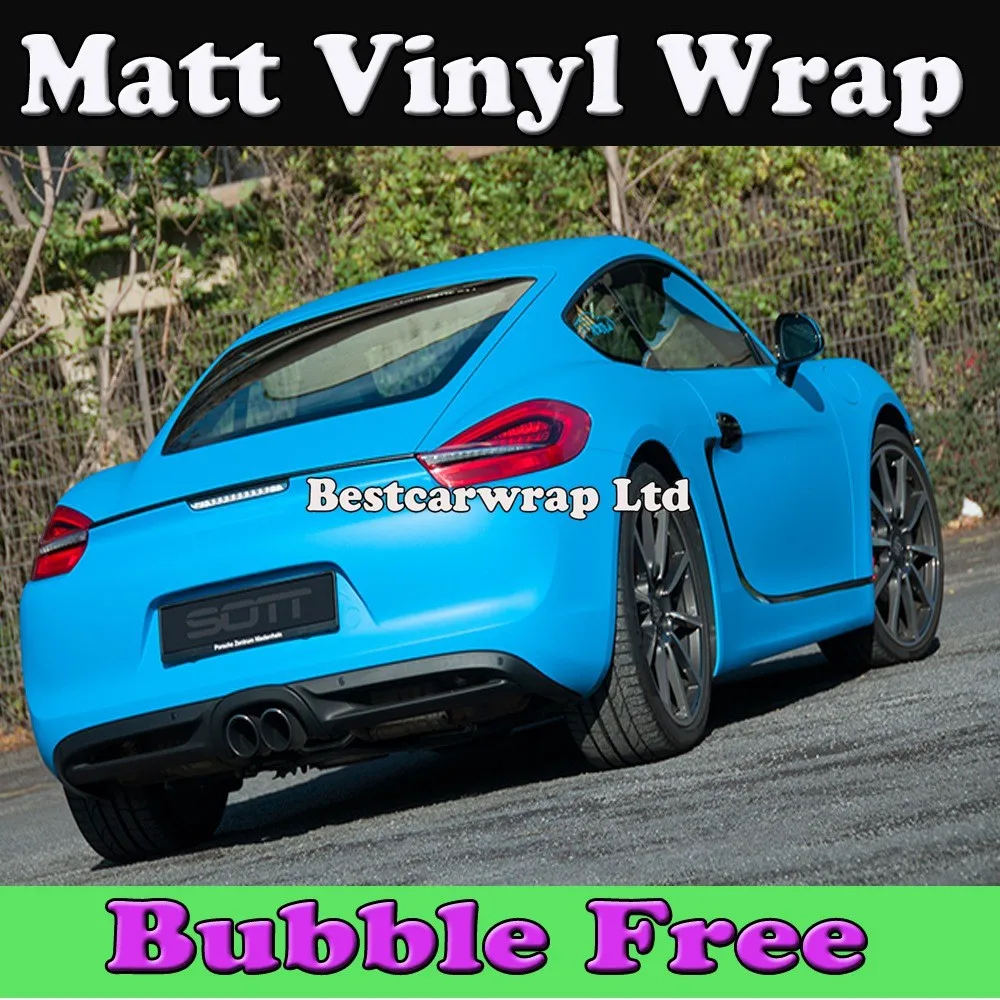 sea blue matt vinyl car wrap film blue matt foil wrapping (5)