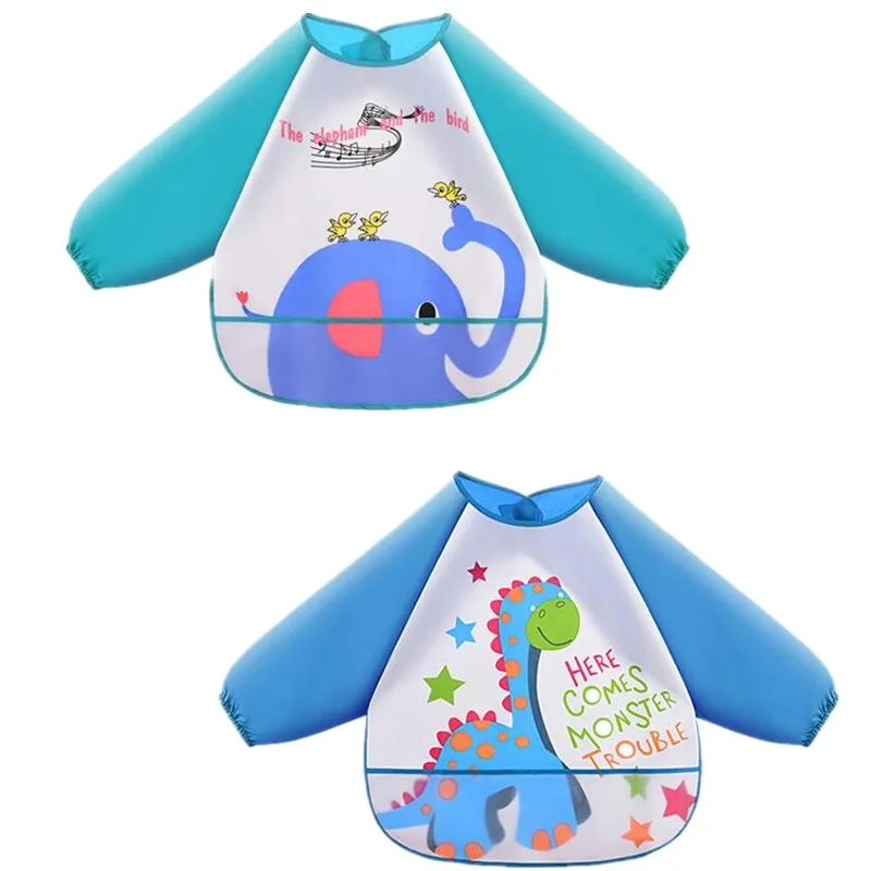 

0-3 Years Cartoon Baby Bibs Apron Waterproof Girls Boys Feeding Burp Cloths with Sleeves Kids Bib Newborn EVA Saliva Towels 1 Pc