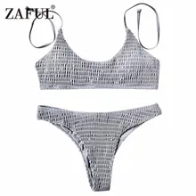 Zaful Новый женщин с низкой талией бикини Присборенный мягкий bralette комплект бикини пуш-ап сексуальный купальный костюм купальник Бразильский пляж biquini