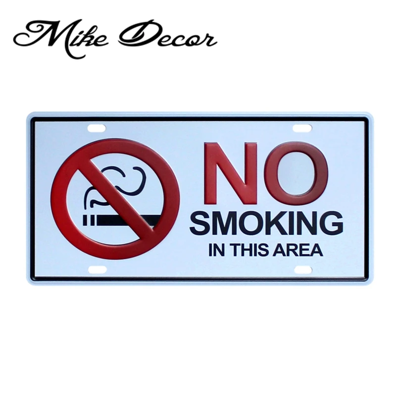 [ Mike86 ] NO SMOKING IN THIS AREA Metal Painting Home Bar Public Wall Plaque Tin Sign Decor Craft Souvenir D-600 30*15 CM | Дом и сад